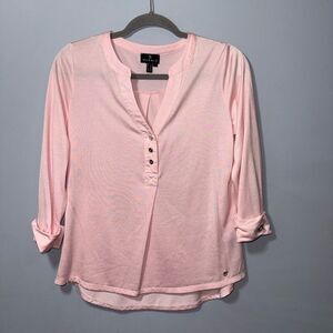 Marble Baby pink Stretchy 3/4 Sleeve Top Size XS EUC